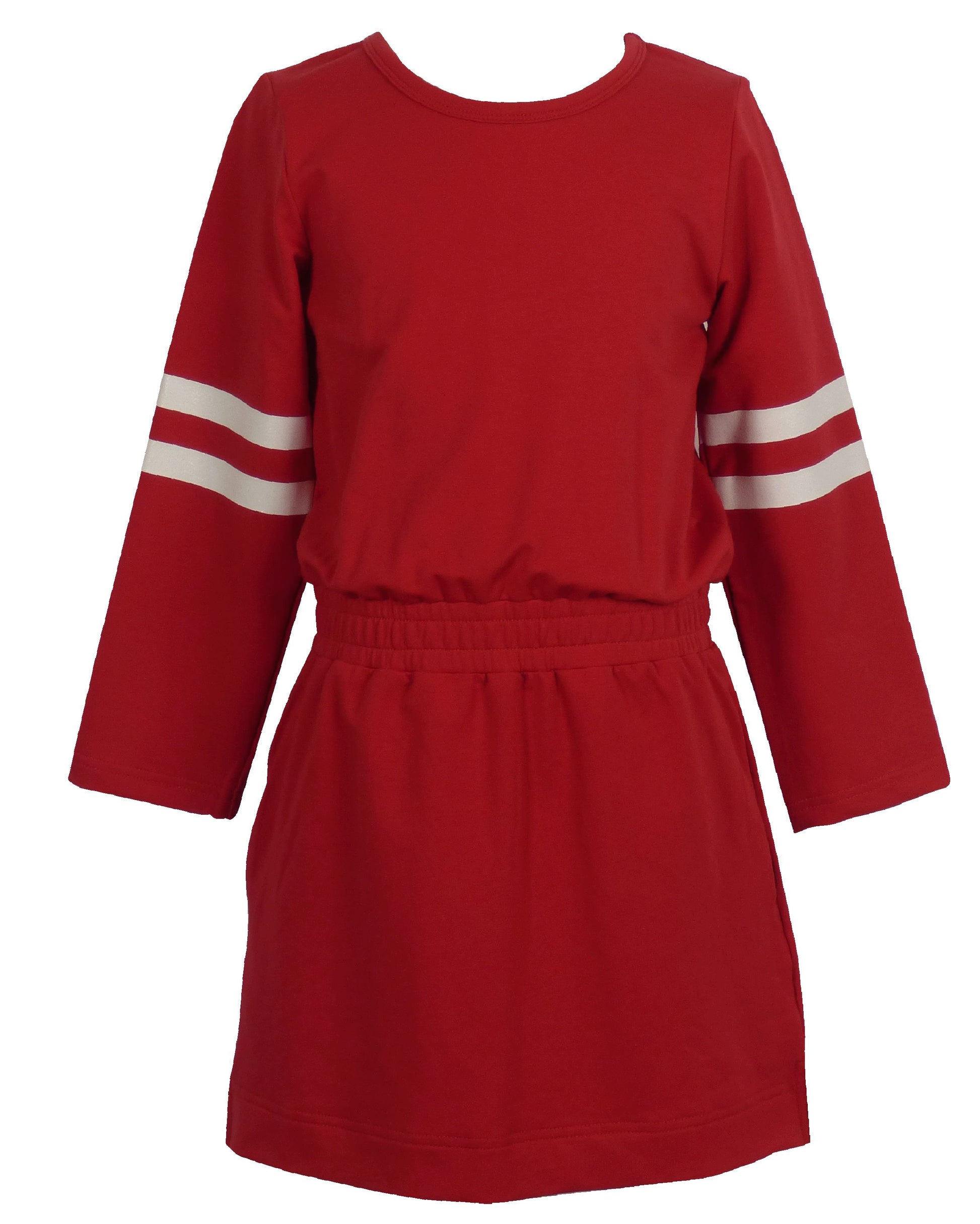 Yellow Lamb Girls Game Day Jersey Stripes Dress - Burgundy