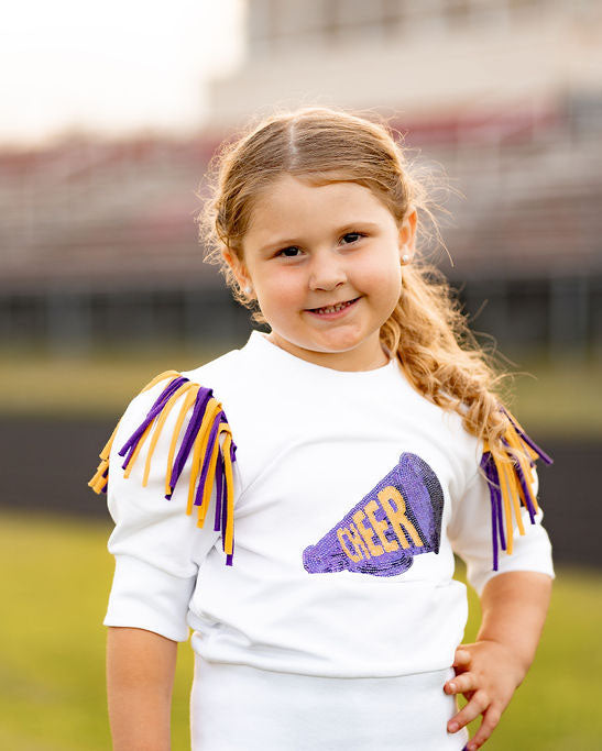 Yellow Lamb Girls Gameday Cheerleader Cheer Skirt Set - LSU Purple & Yellow