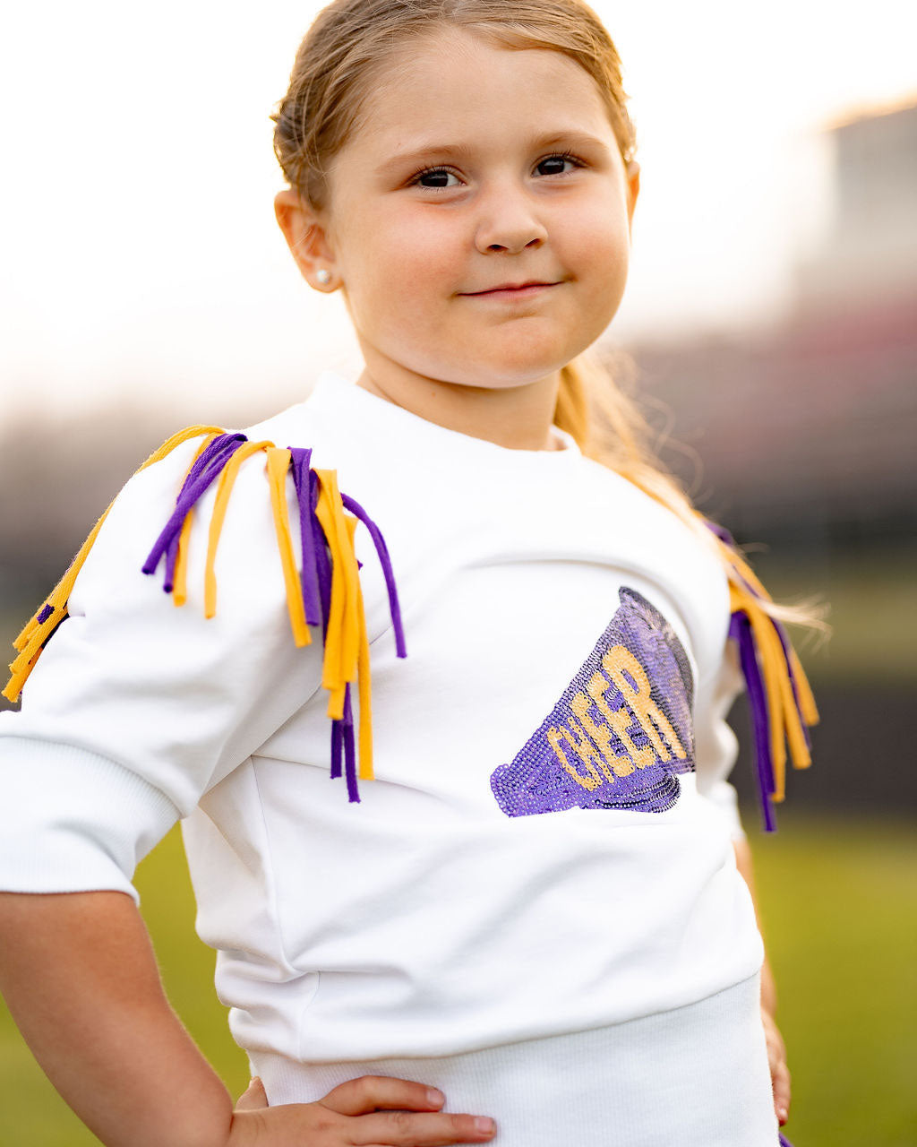 Yellow Lamb Girls Gameday Cheerleader Cheer Skirt Set - LSU Purple & Yellow