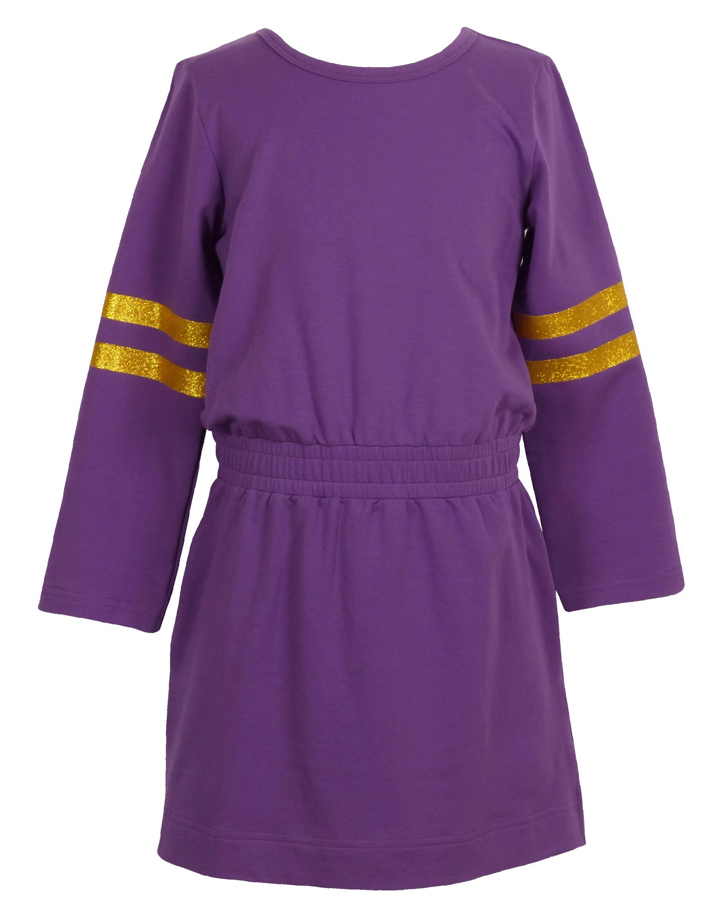 Yellow Lamb Girls Gameday Dress - Jersey Stripes - LSU Purple & Yellow