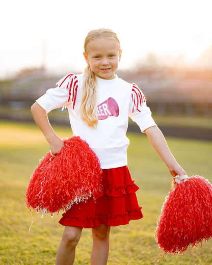 Yellow Lamb Girls Gameday Cheerleader Cheer Skirt Set - Red