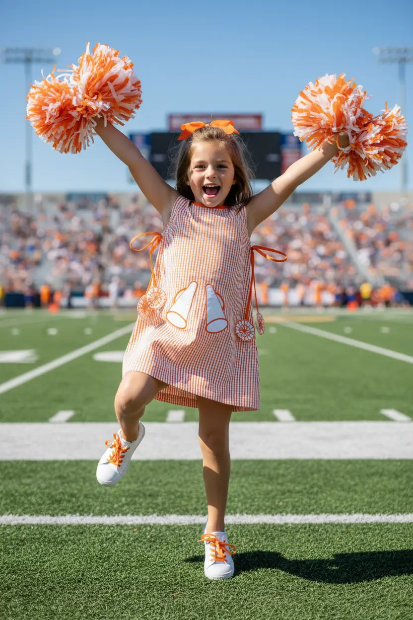 Yellow Lamb Girls Emma Jumper Dress - Football Game Day Clemson Orange by Yellow Lamb