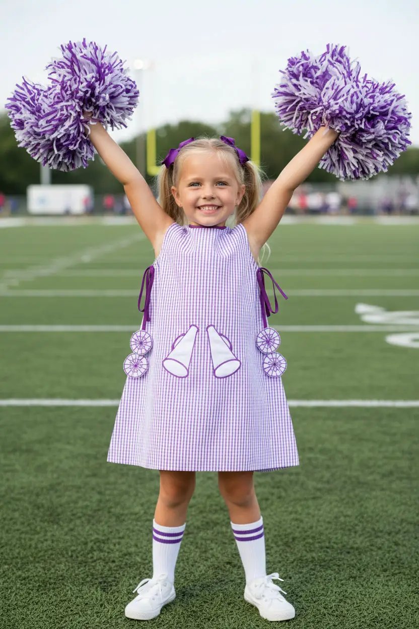 Yellow Lamb Girls Emma Jumper Dress - Football Game Day LSU Purple by Yellow Lamb