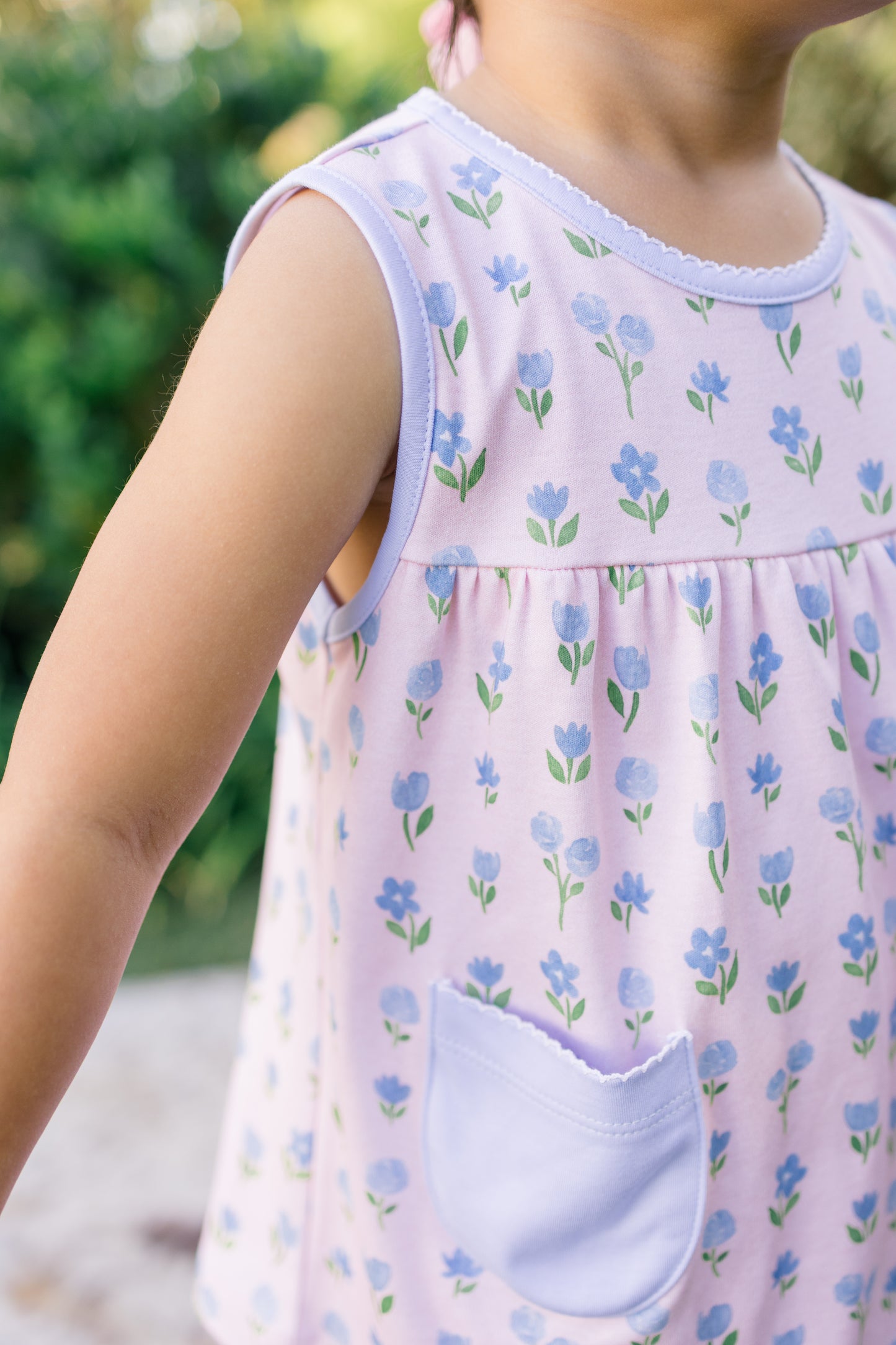 Proper Peony Pima Girls Pink Gardenia Bloomers Set - Blue Pockets by Proper Peony