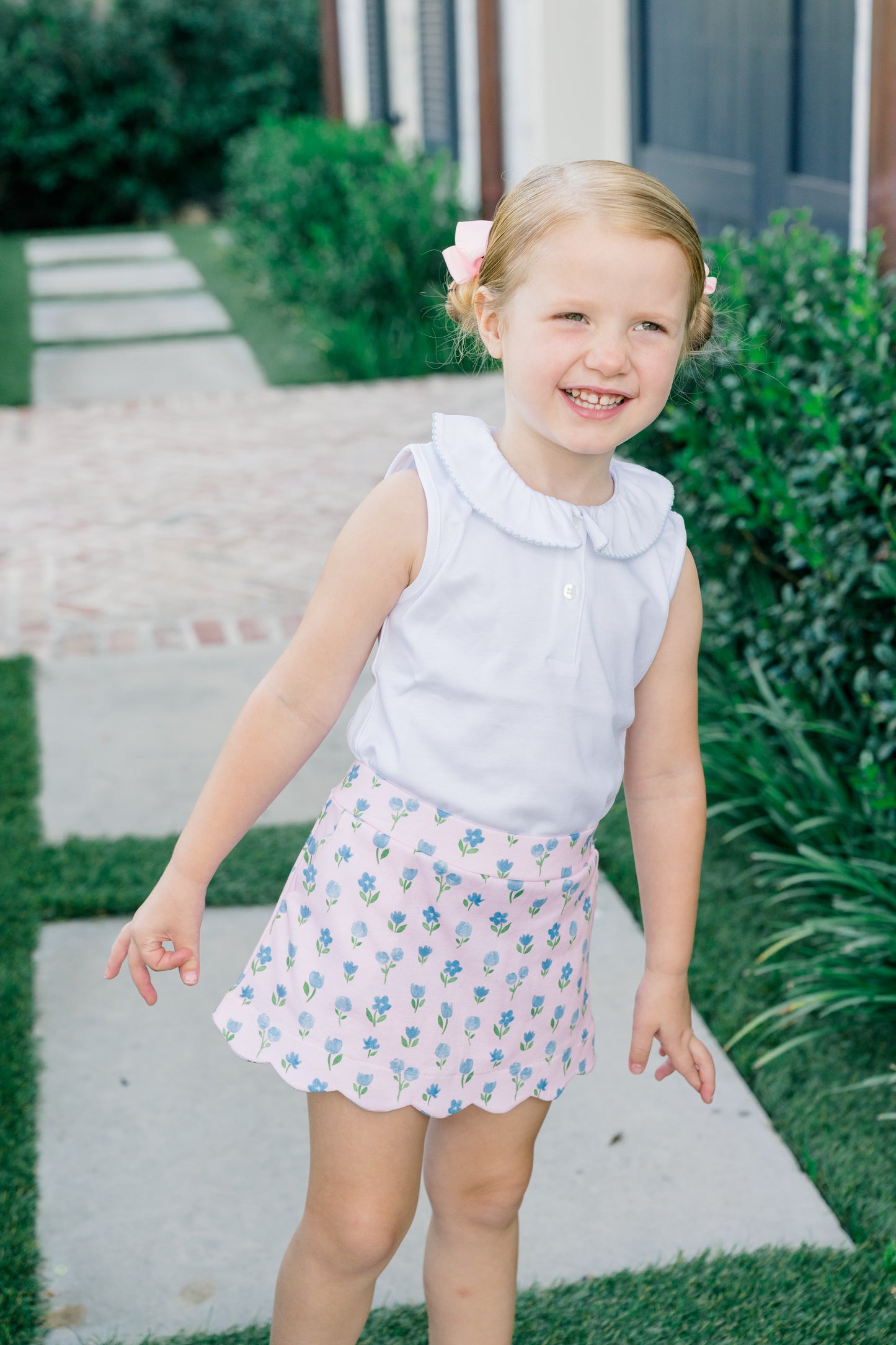 Proper Peony Pima Girls Pink Gardenia Scallop Skort by Proper Peony