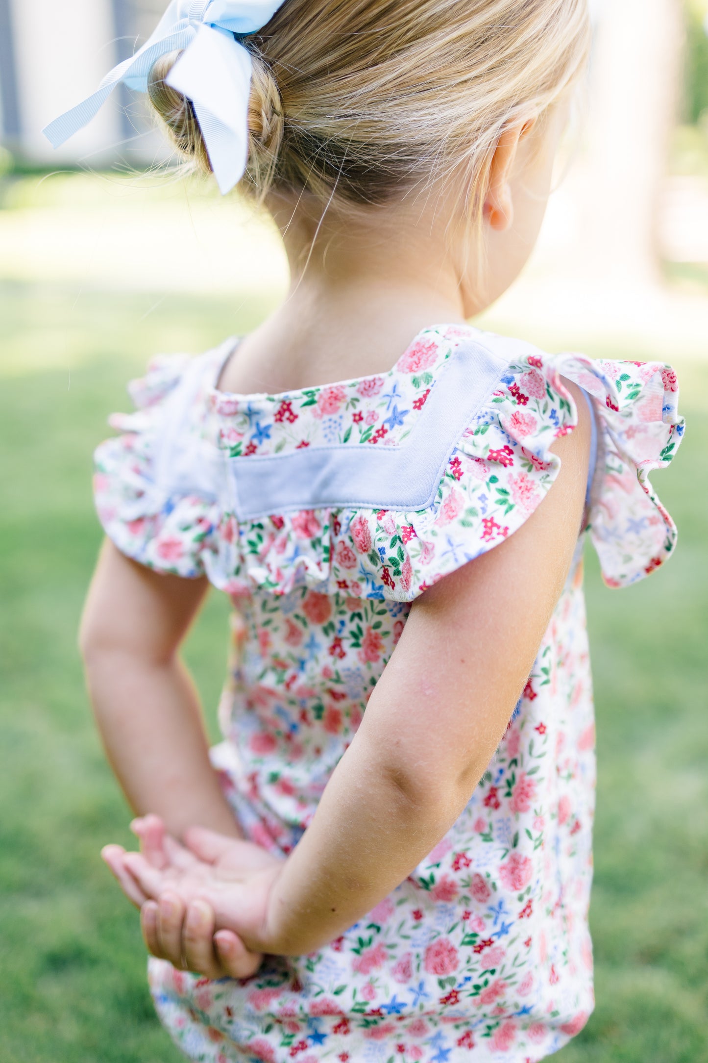 Proper Peony Pima Girls Geranium Floral Bubble - Square Collar by Proper Peony