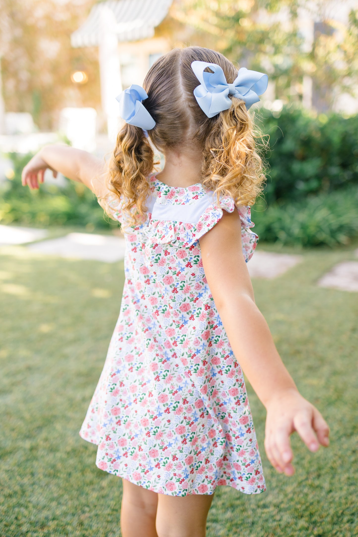 Proper Peony Pima Girls Geranium Floral Dress - Square Collar by Proper Peony