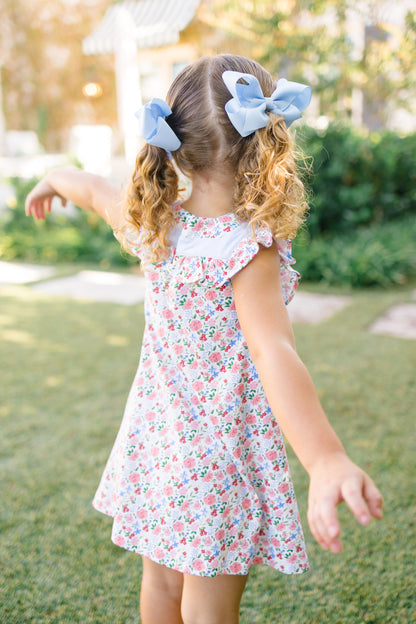 Proper Peony Pima Girls Geranium Floral Dress - Square Collar by Proper Peony