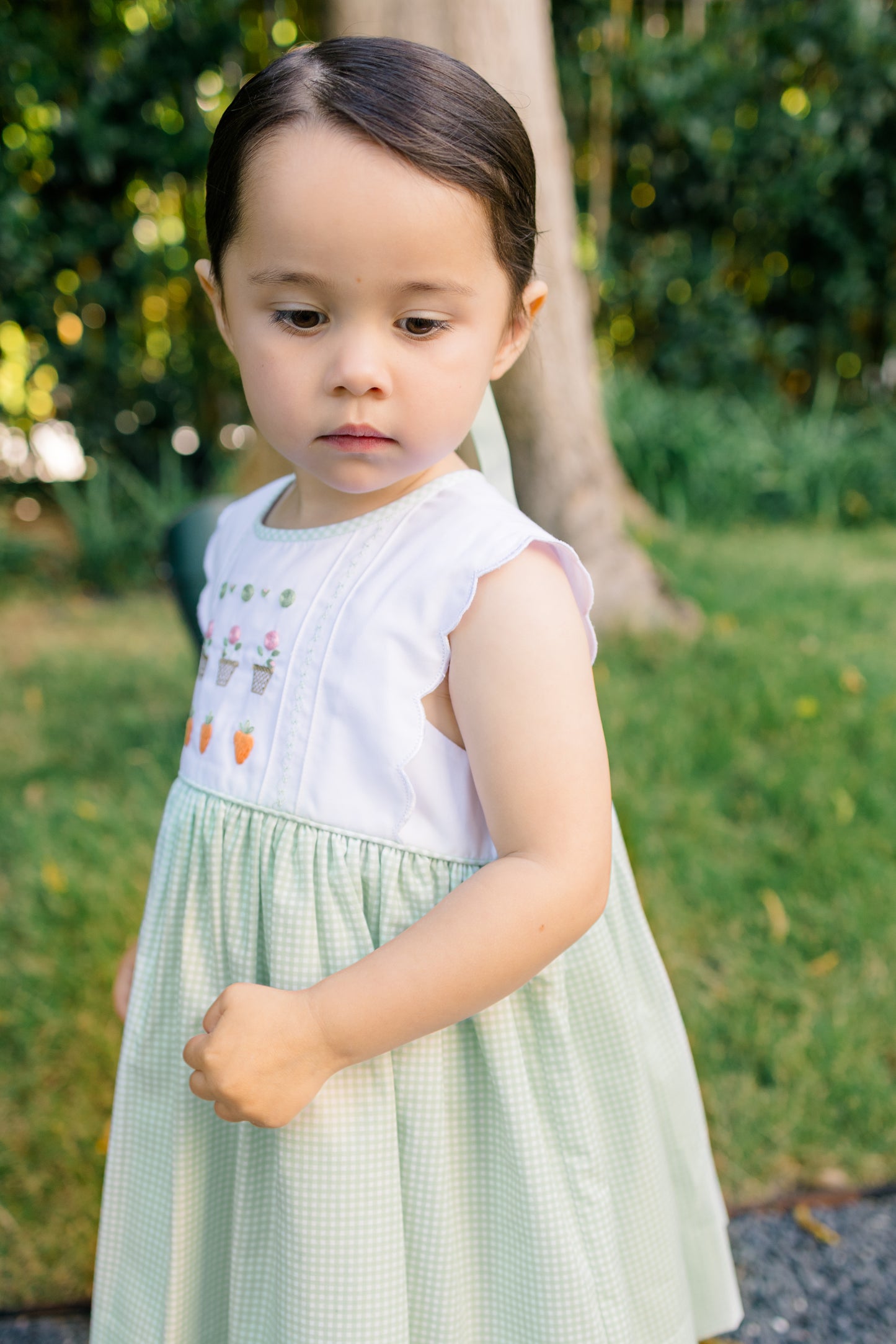Proper Peony Girls Gia Easter Dress - Green with Embroidery by Proper Peony