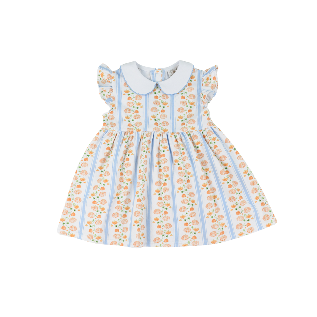 Cypress Row Girls Blue & Orange Gourd and Grace Girls Penelope Prep Dress