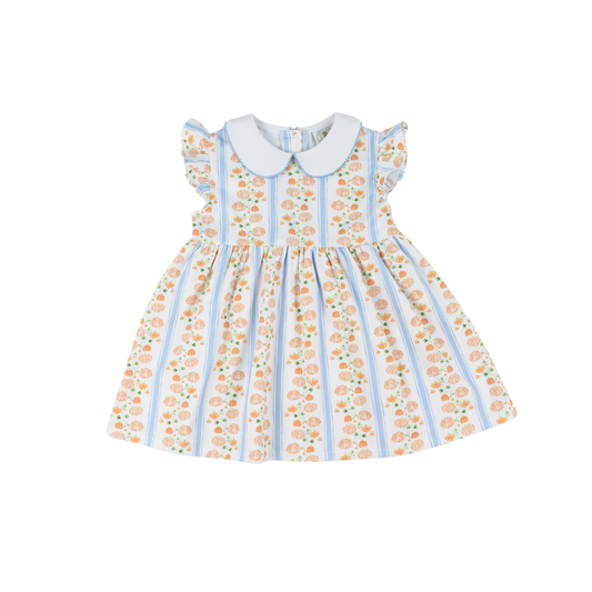 Cypress Row Girls Blue & Orange Gourd and Grace Girls Penelope Prep Dress