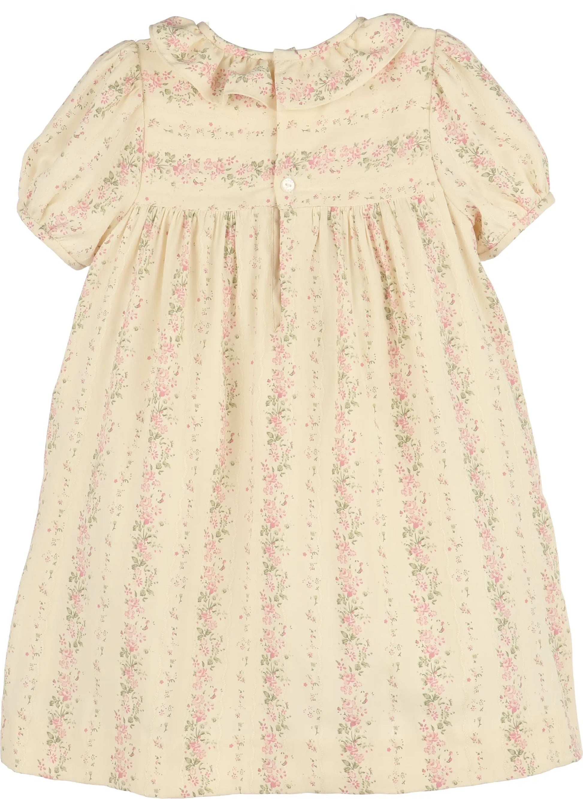 Luli & Me Girls Yellow Autumn Tapestry Dress - Pink Smocking