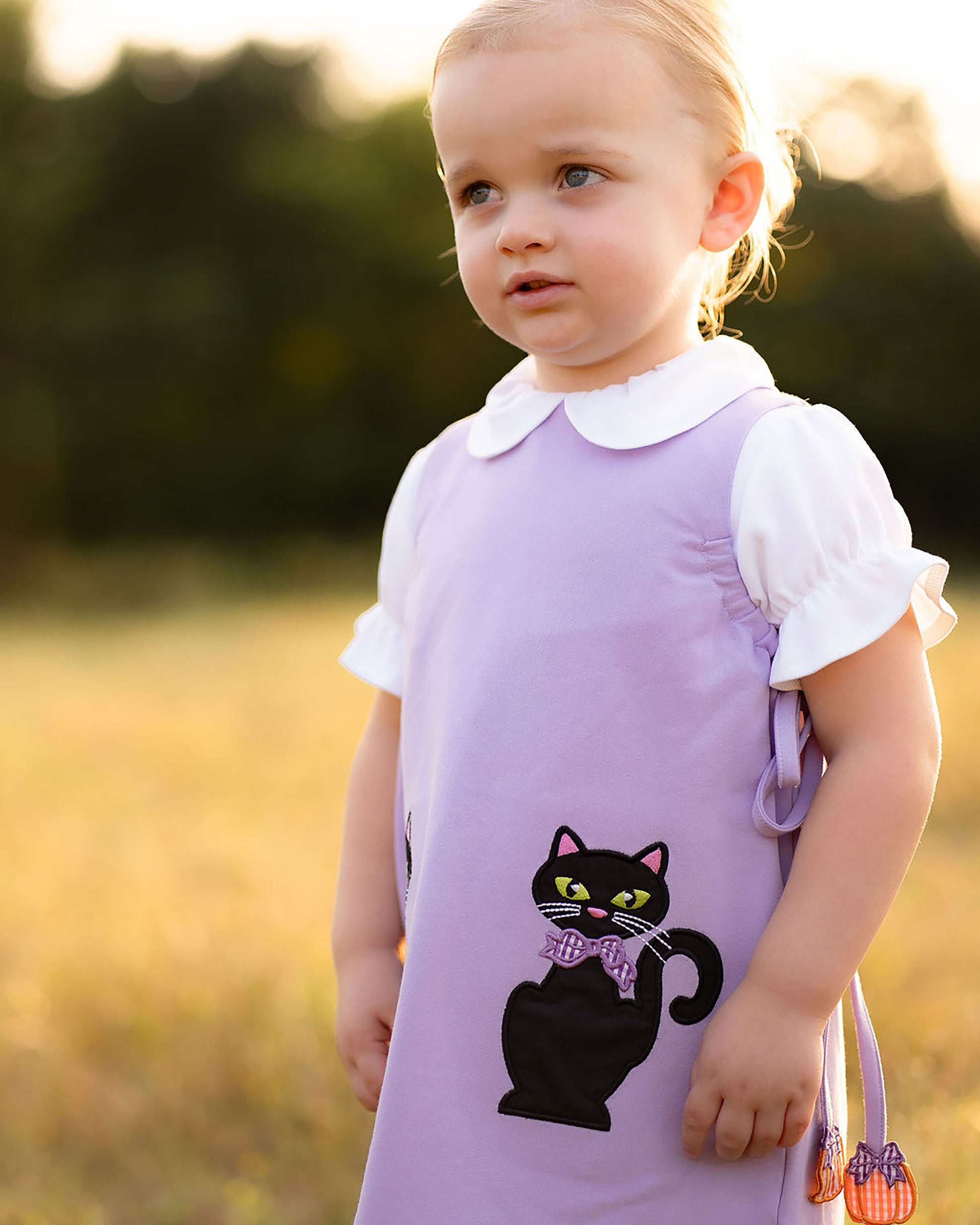 Yellow Lamb Girls Lavender Emma Jumper - Halloween Black Cats