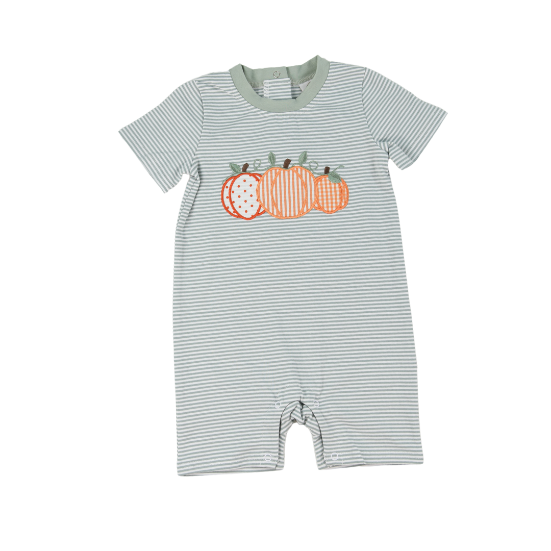 Cypress Row Baby Boys Sage Green Harvest Pumpkin Trio Radley Romper