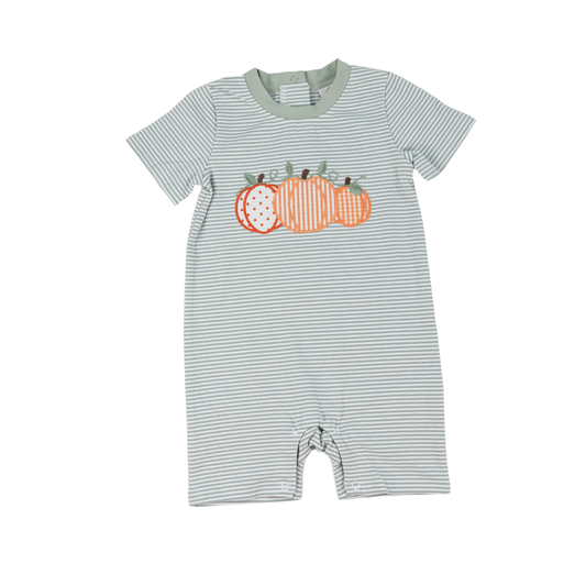 Cypress Row Baby Boys Sage Green Harvest Pumpkin Trio Radley Romper