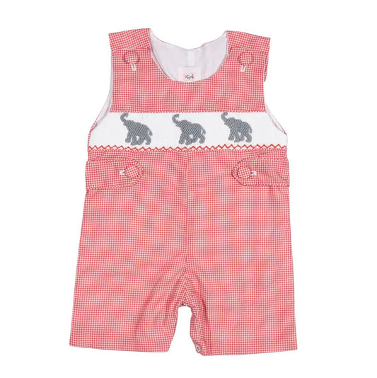 Shop Teeta Boys Henry Jon Jon - Red Gingham Smocked Alabama Elephants
