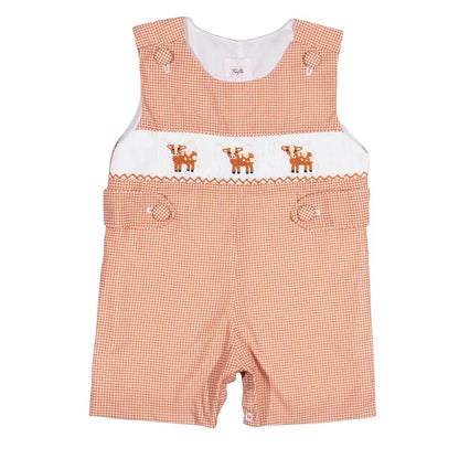 Shop Teeta Boys Henry Jon Jon - Orange Gingham Smocked Texas Longhorns
