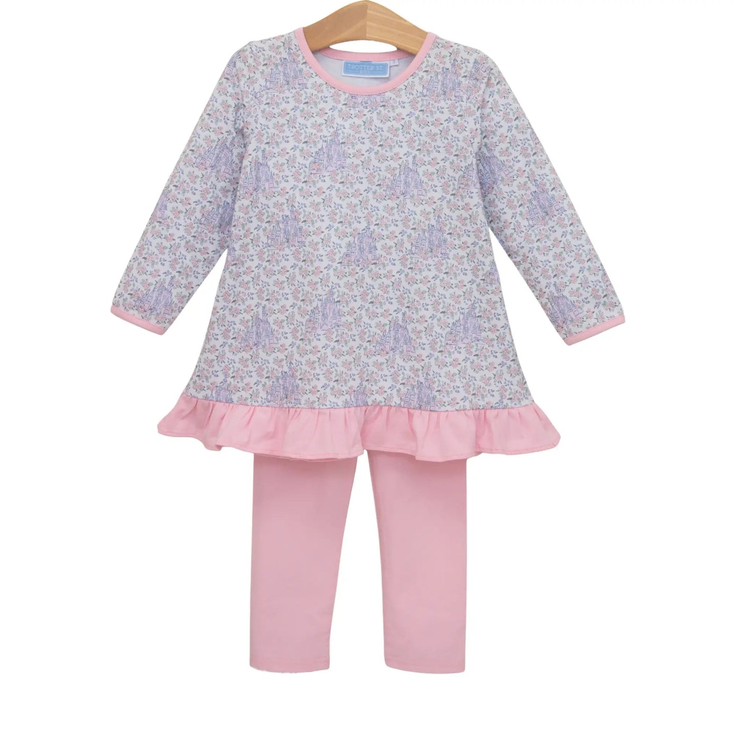 Trotter Street Kids Girls Pink & Lavender Hidden Castle Pant Set