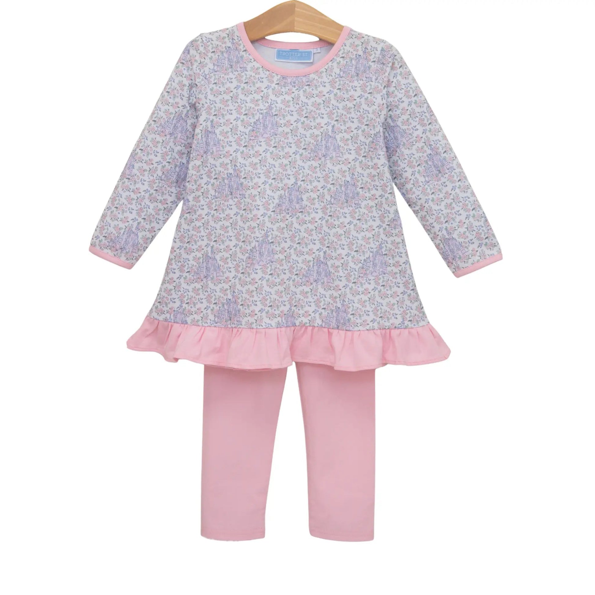 Trotter Street Kids Girls Pink & Lavender Hidden Castle Pant Set