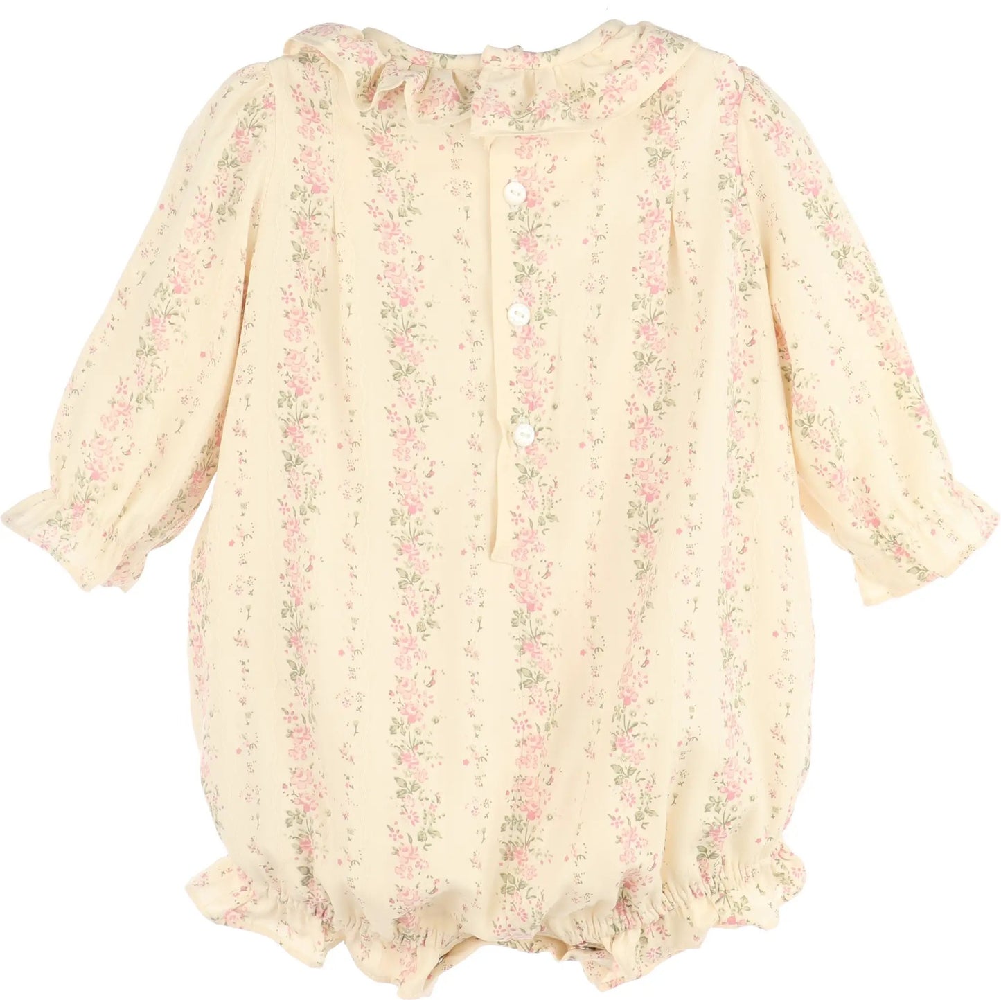 Luli & Me Girls Yellow Autumn Tapestry Bubble - Pink Smocking by Luli & Me