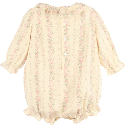 Luli & Me Girls Yellow Autumn Tapestry Bubble - Pink Smocking by Luli & Me