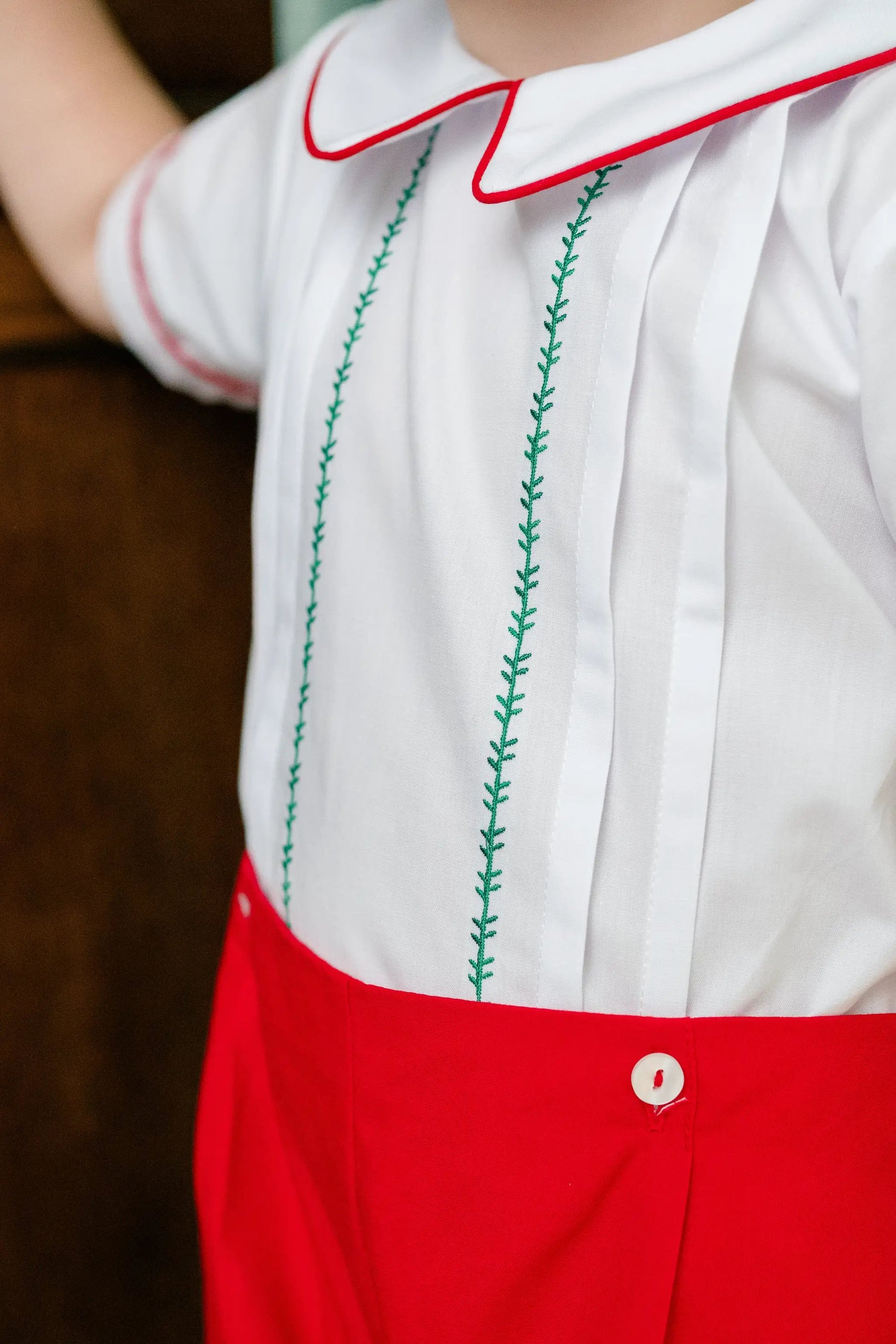 Proper Peony Boys Red Christmas Embroidered Holiday Dressy Shorts Set