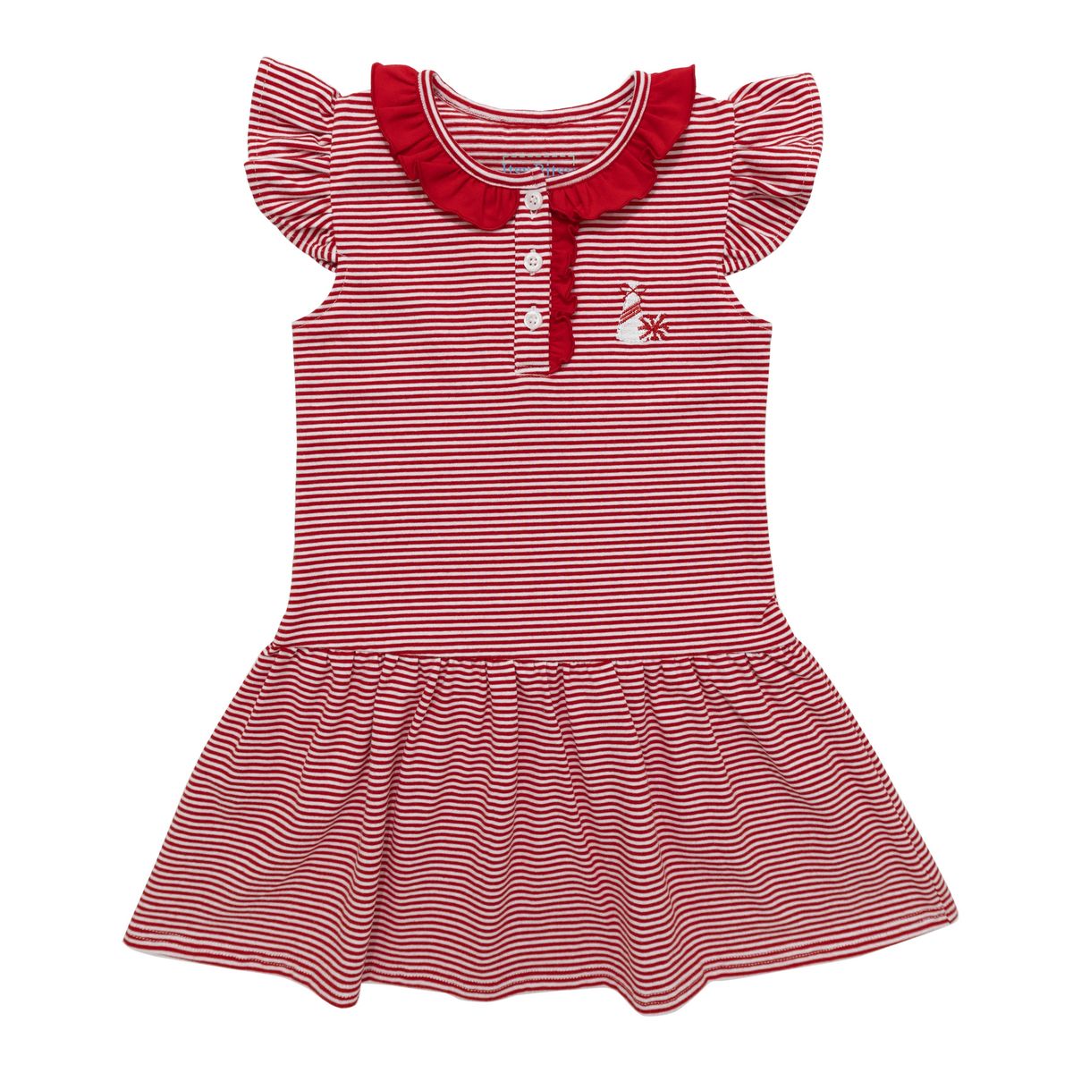 Itsy Bitsy Girls Striped Game Day Dress - Red