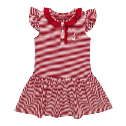 Itsy Bitsy Girls Striped Game Day Dress - Red