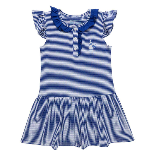 Itsy Bitsy Girls Striped Game Day Dress - Royal Blue by Itsy Bitsy