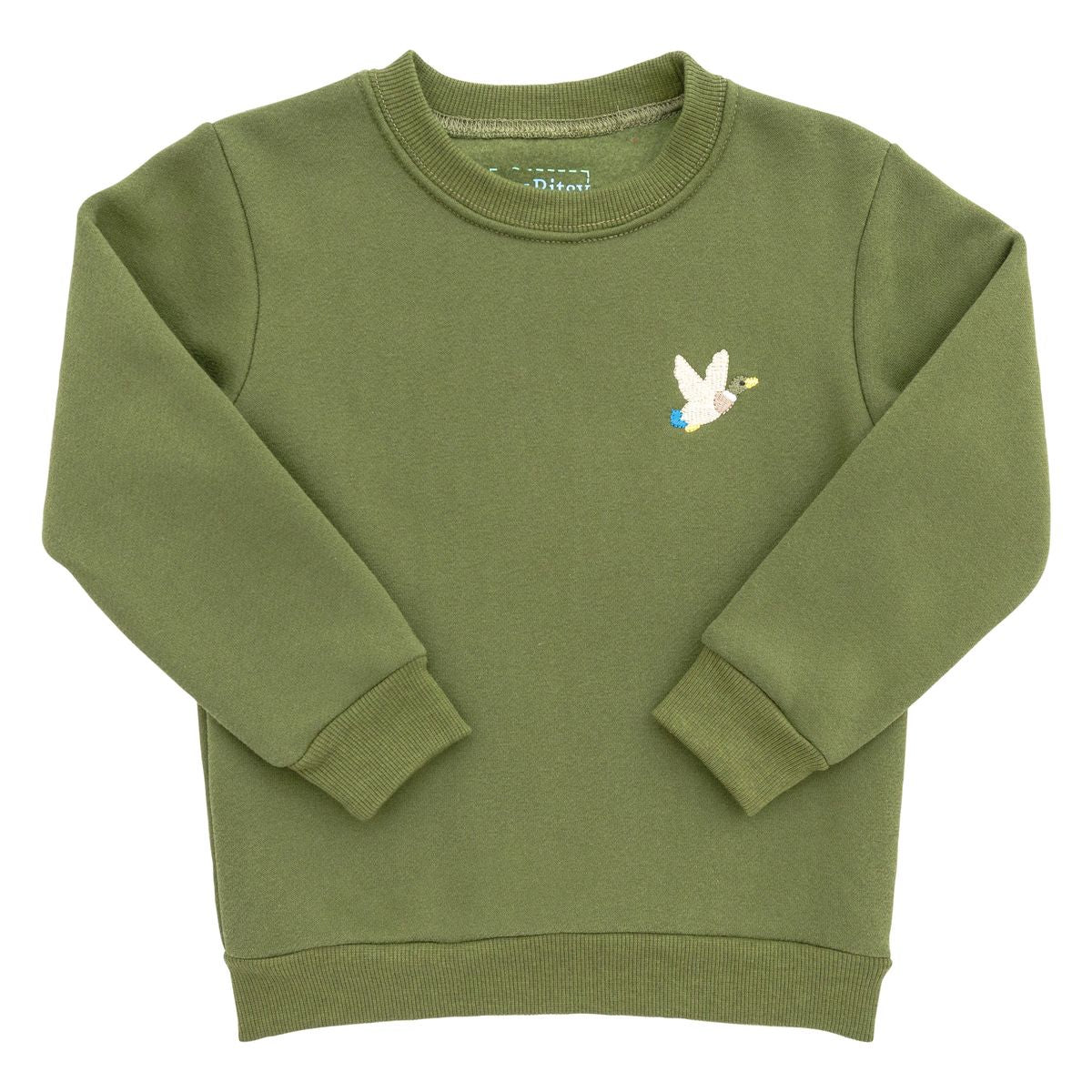 Itsy Bitsy Boys Green Pullover Sweatshirt - Embroidered Mallard Duck by Itsy Bitsy