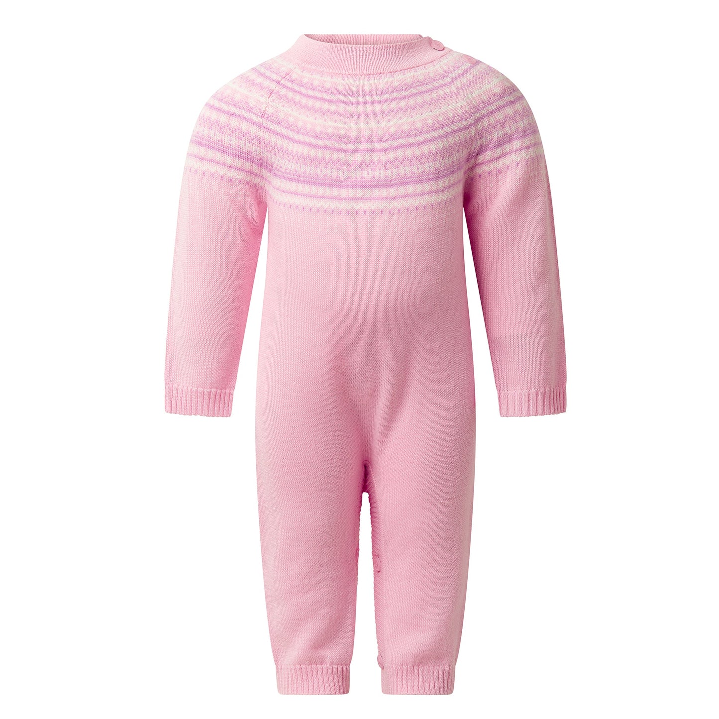 Rachel Riley London Baby Girls Pink Fairisle Sweater Knit Playsuit by Rachel Riley