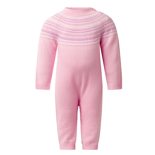 Rachel Riley London Baby Girls Pink Fairisle Sweater Knit Playsuit by Rachel Riley