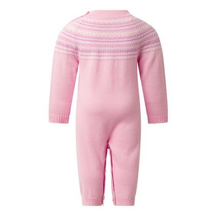 Rachel Riley London Baby Girls Pink Fairisle Sweater Knit Playsuit by Rachel Riley