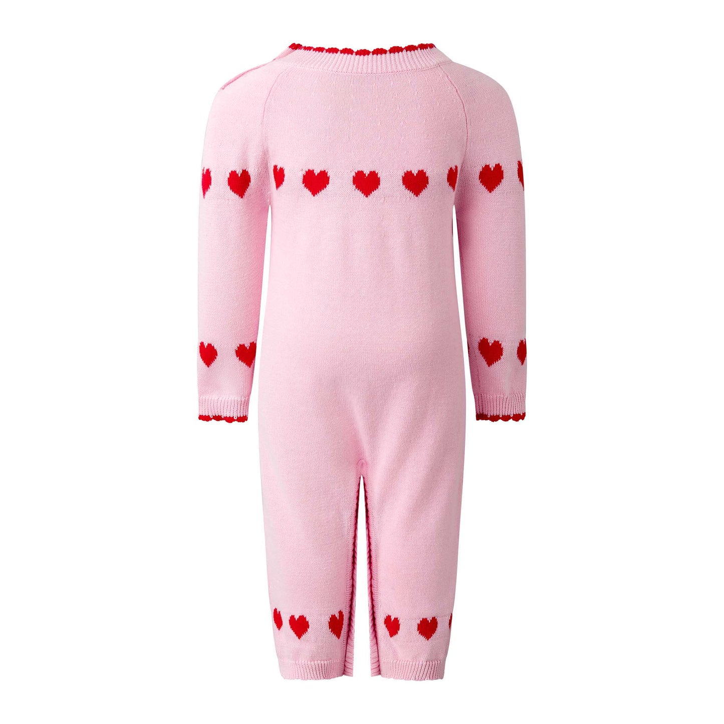 Rachel Riley London Baby Girls Pink Valentine Heart Intarsia Playsuit Romper by Rachel Riley
