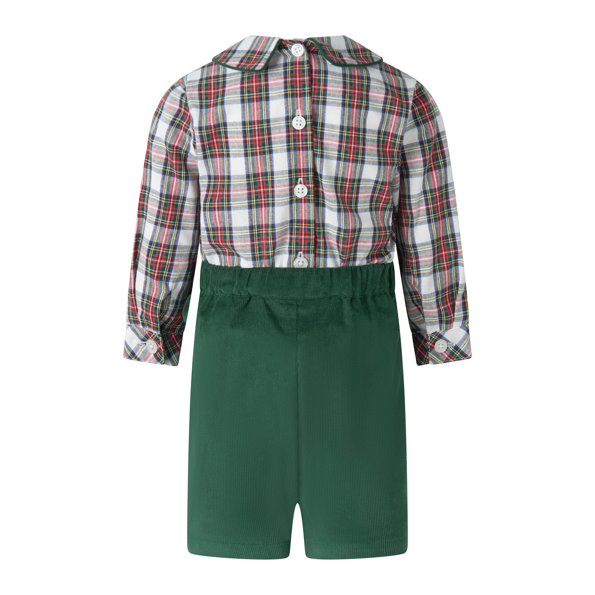 Rachel Riley London Baby Boys Green & Red Holiday Tartan Plaid Cord Set