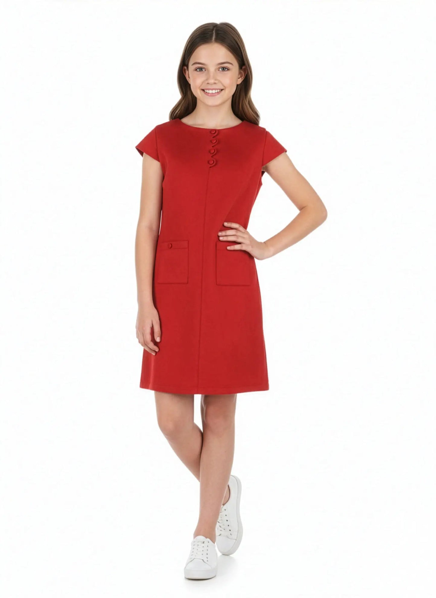 Luli & Me Gabby Girls Red Ella Christmas Shift Dress by Luli & Me