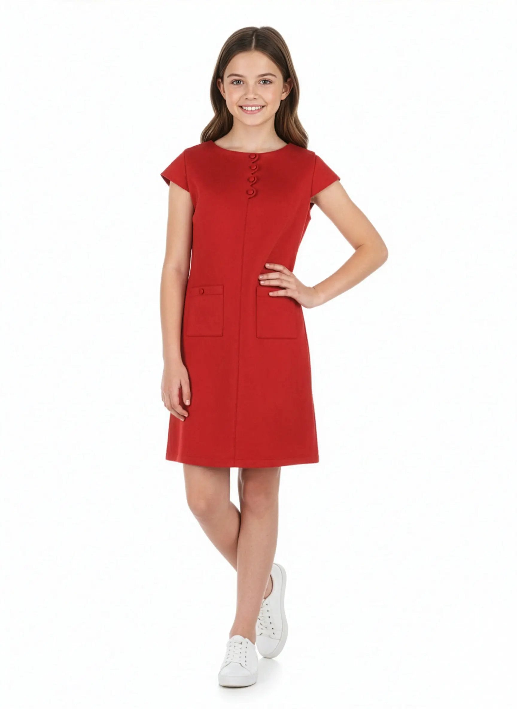 Luli & Me Gabby Girls Red Ella Christmas Shift Dress