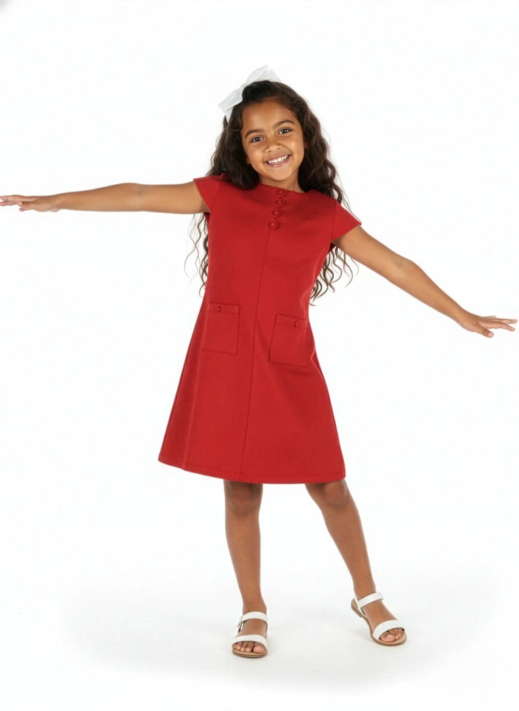 Luli & Me Gabby Girls Red Ella Christmas Shift Dress