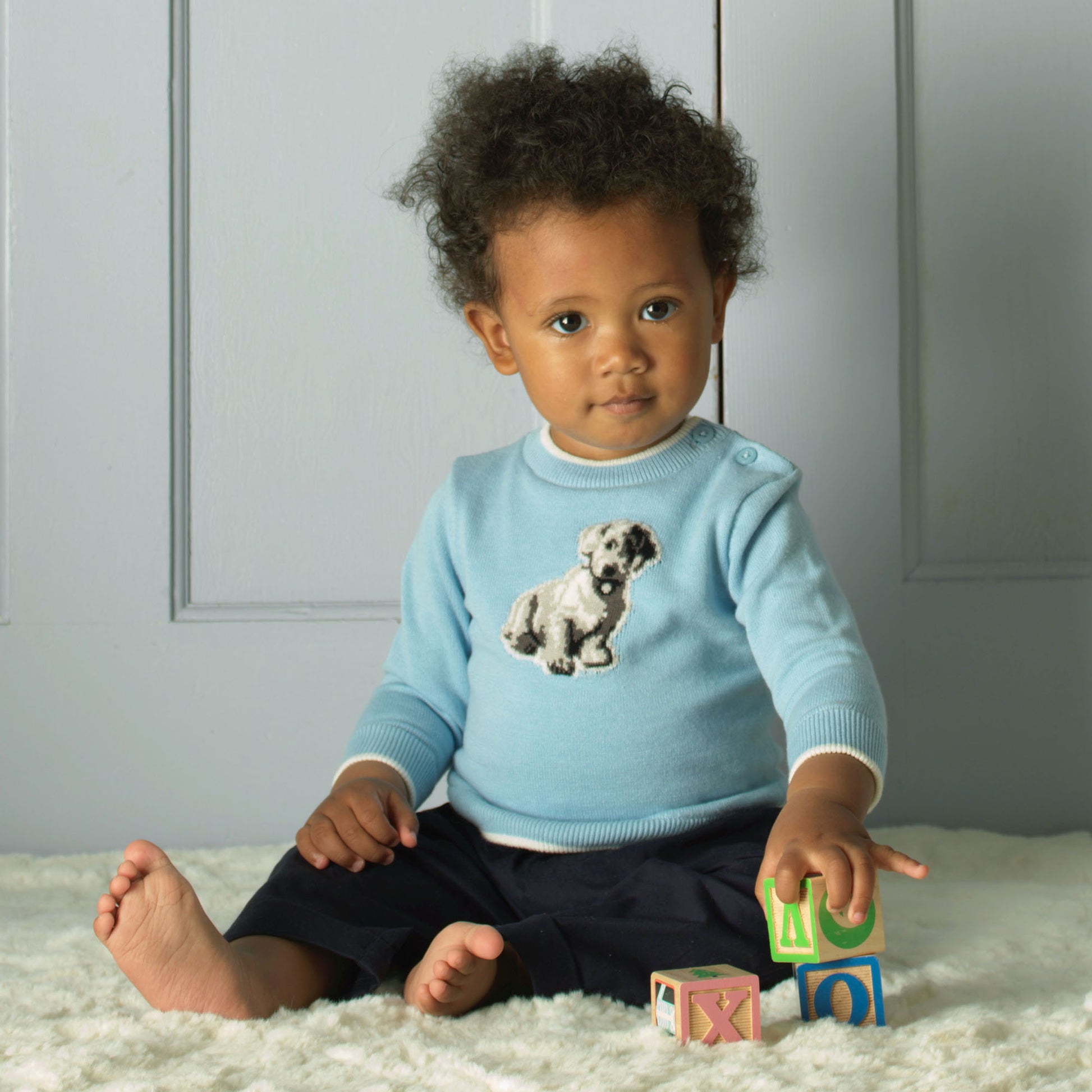 Rachel Riley London Boys Blue Puppy Dog Sweater