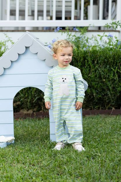 Trotter Street Kids Boys Green Puppy Romper