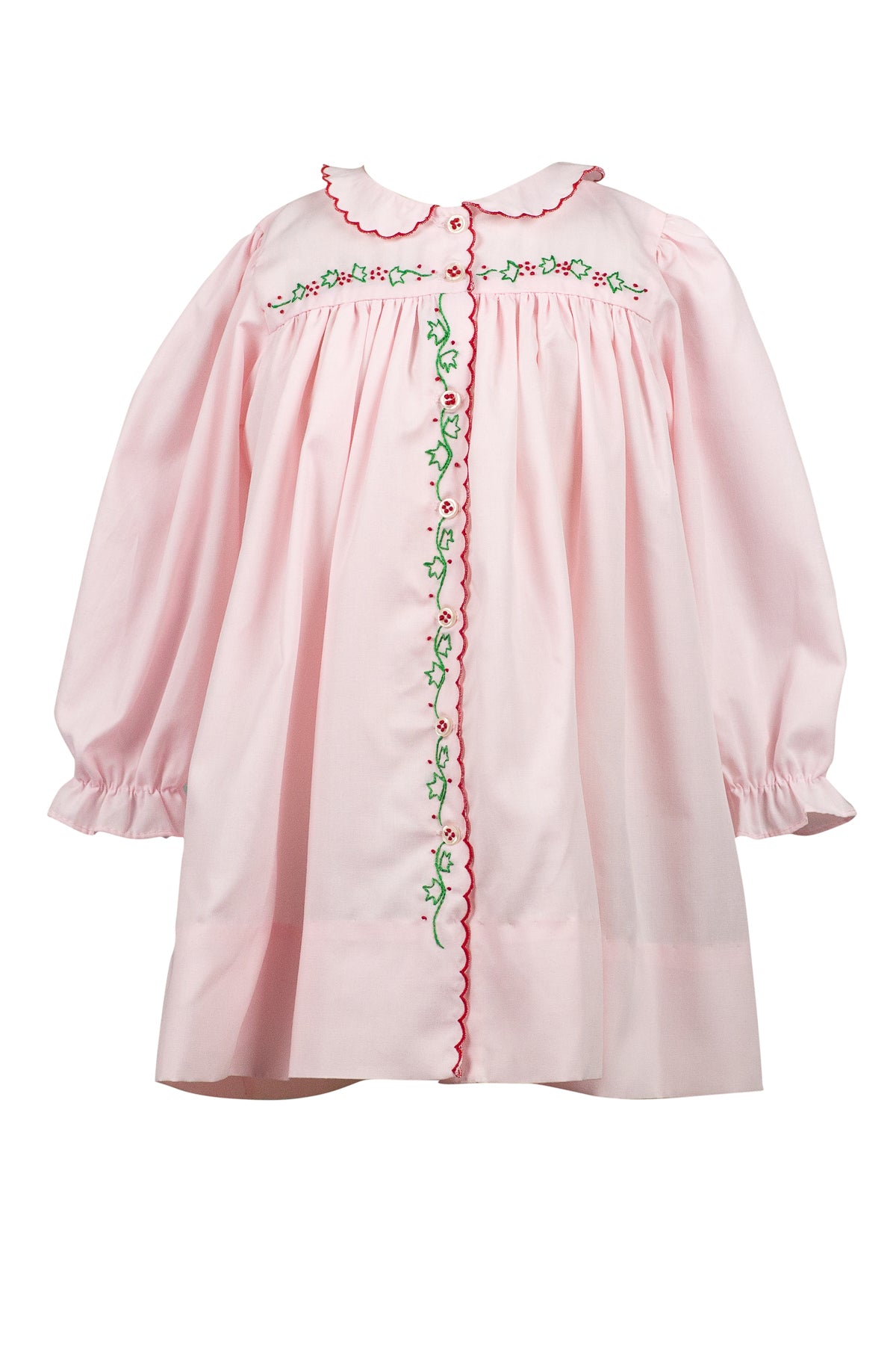 Proper Peony Girls Pink Christmas Ivy Holly Dress