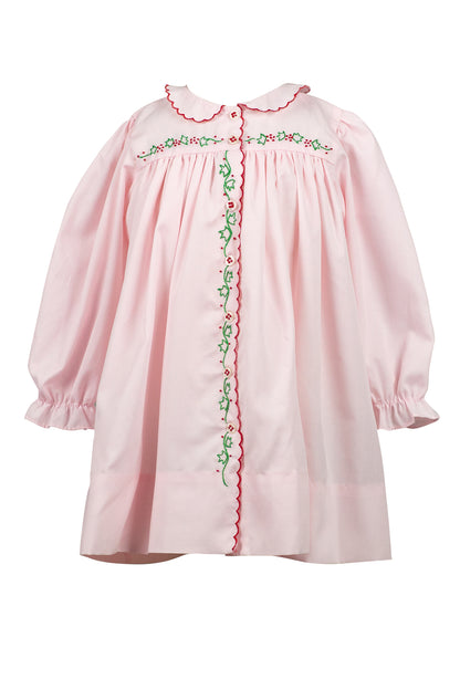 Proper Peony Girls Pink Christmas Ivy Holly Dress