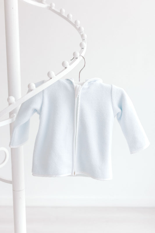 Terry Tots Boys Fleece Jacket with Hood - Light Blue by Terry Tots