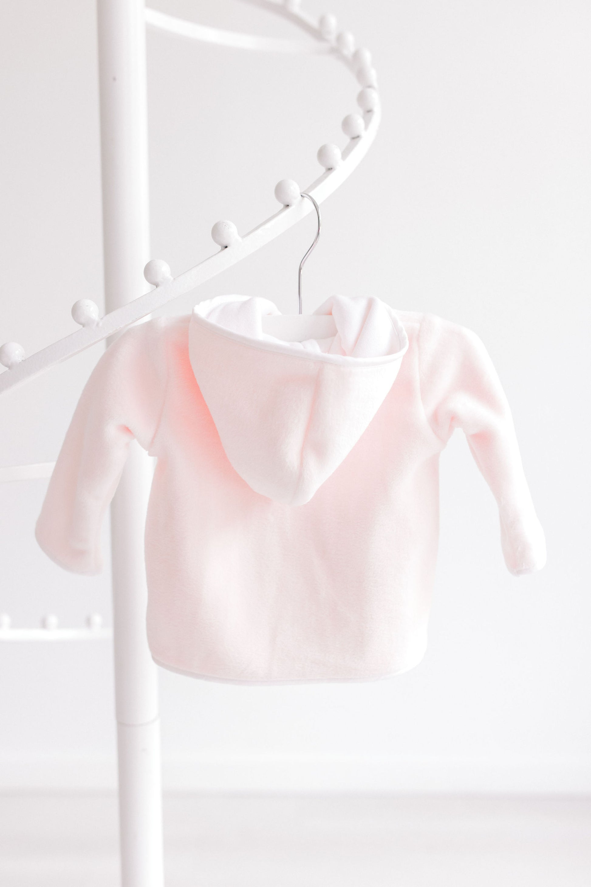 Terry Tots Girls Fleece Jacket with Hood - Light Pink