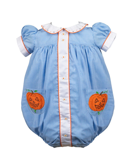 Proper Peony Girls Jackie Blue Halloween Pumpkin Bubble by Proper Peony