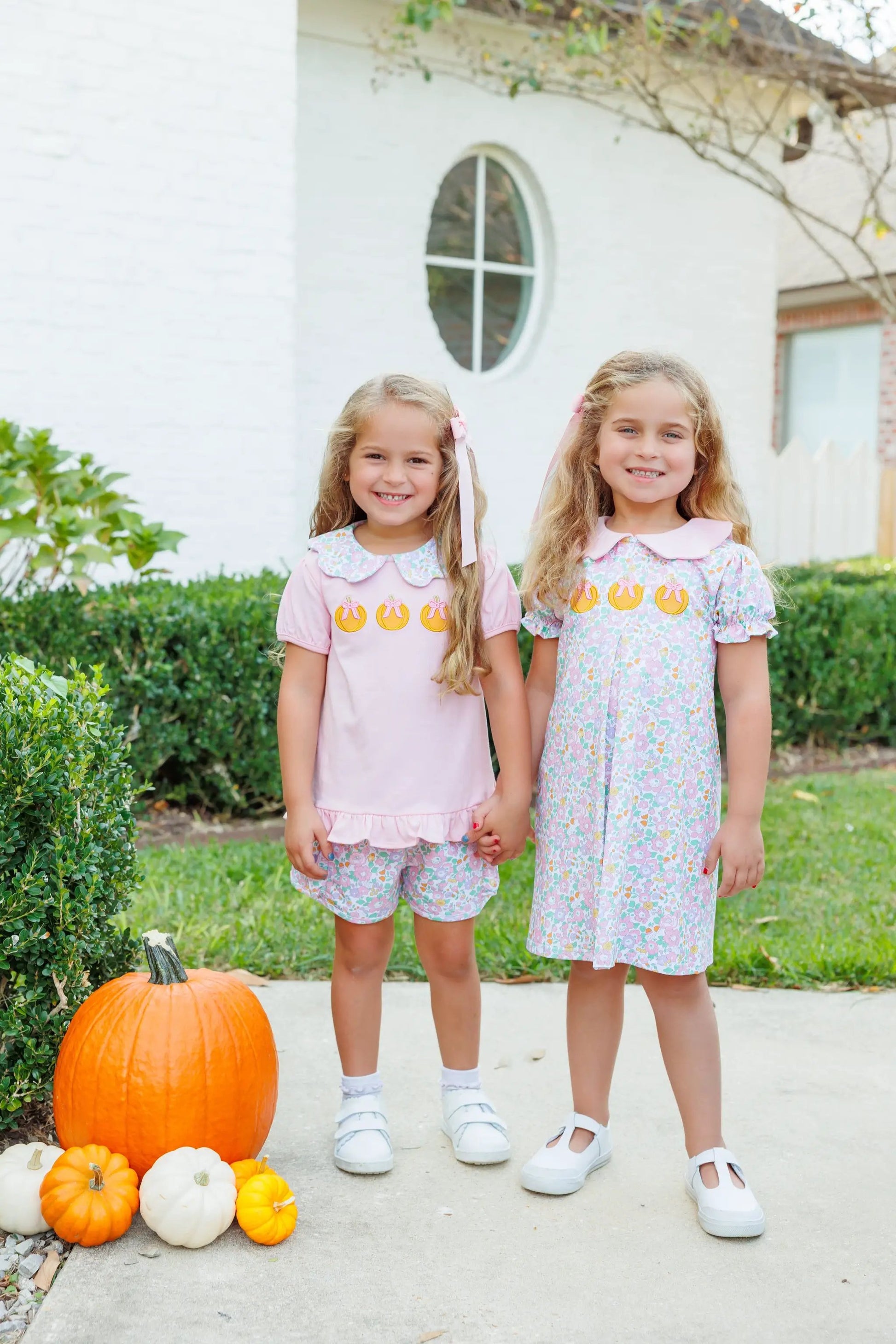 Trotter Street Kids Girls Pink Pumpkin Floral Dress