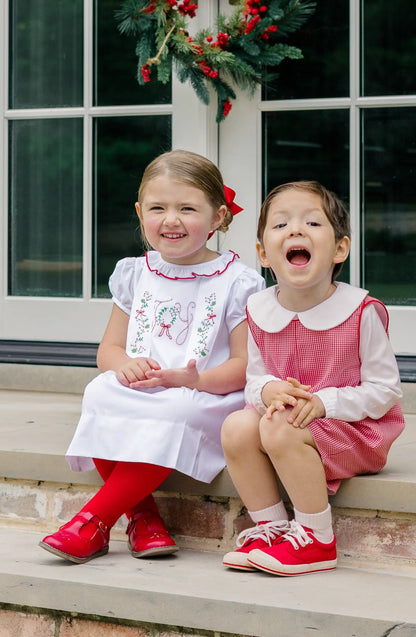Proper Peony Girls White Christmas Joy Embroidered Dress