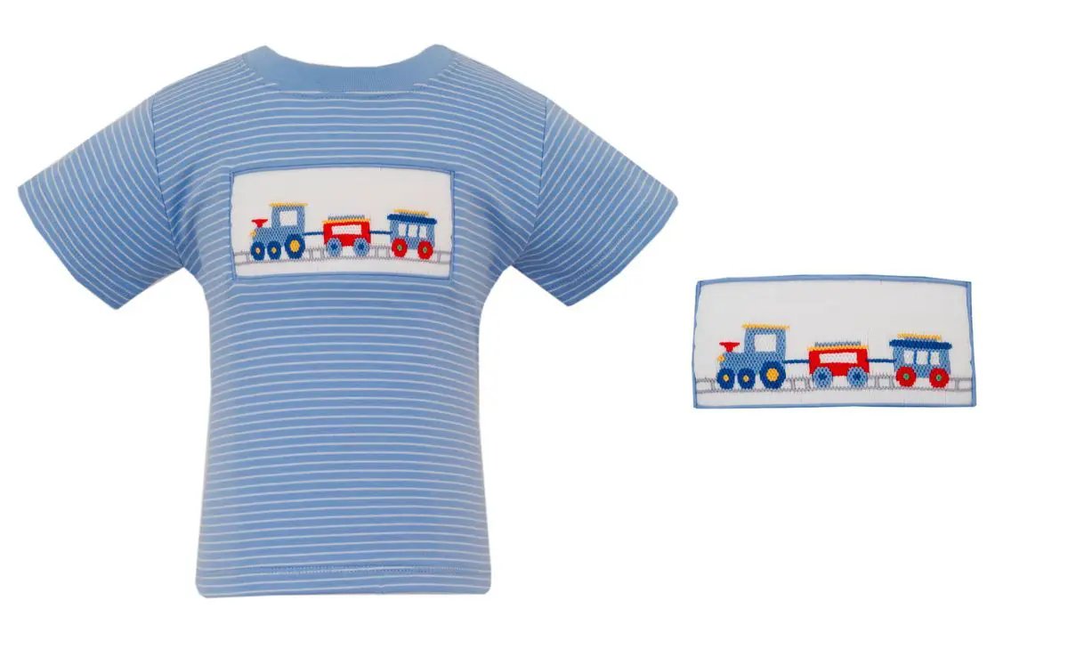 Anavini Boys Periwinkle Blue Stripe Train Shirt by Anavini