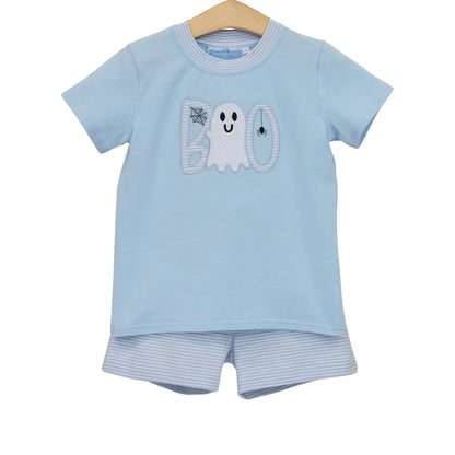 Trotter Street Kids Boys Blue Boo Short Set