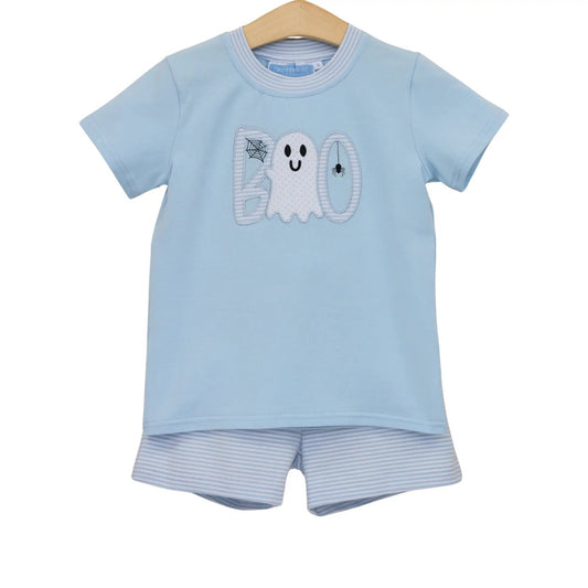 Trotter Street Kids Boys Blue Boo Short Set